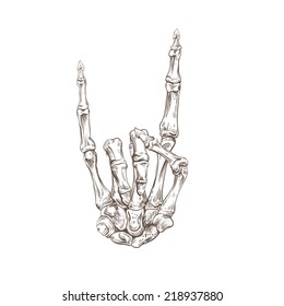 Skeleton Hand Heavy Metal, Vector Illustration