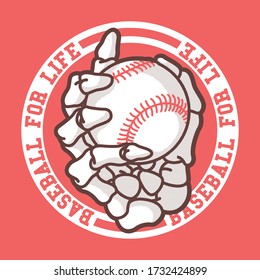 Skeleton hand holding a baseball vector illustration. Sport, team, game, competition design concept