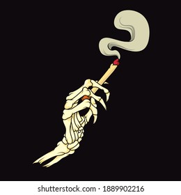 Skeleton hand holding cigarette. Vector illustration of skeleton hand holding cigarette concept design svg