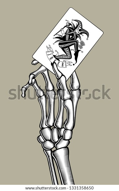 Skeleton Hand Holding Joker Playing Card Stock Vector Royalty Free