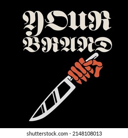 el esqueleto de la mano sosteniendo el cuchillo, muy adecuado para la mercadería.