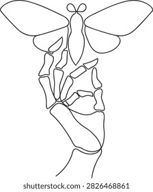 Skeleton Hand Holding Moth
