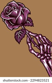 skeleton hand holding a rose