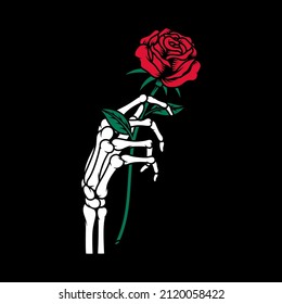 Skeleton Hand Holding Rose