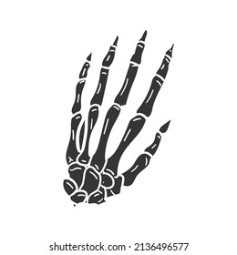 Skeleton Hand Icon Silhouette Illustration. Anatomy Body Bones Vector Graphic Pictogram Symbol Clip Art. Doodle Sketch Black Sign.