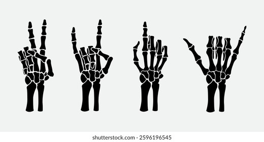 Skeleton Hand Illustration in the Detailed Vector of a Spooky, Gothic, Halloween-Inspired Bone Structure, Perfect for Horror, Anatomy, Medical, Tattoo Art, and Dark-Themed Designs