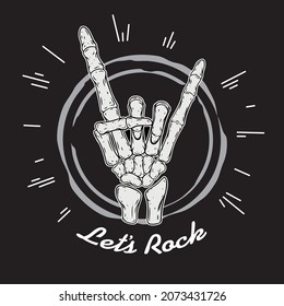 Skeleton hand illustration - Let's Rock