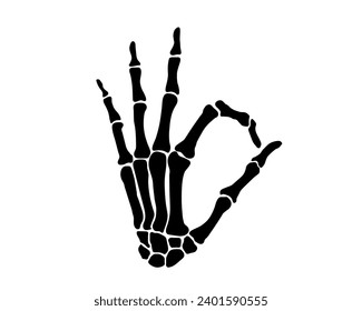 Skeleton hand - okey gesture, vector