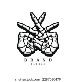 Skeleton hand peace or two gesture sign design vector