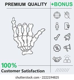 Skeleton Hand Rock Gestures Icon Graphic Elements For Your Work