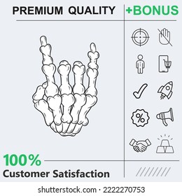 Skeleton Hand Rock Gestures Icon Graphic Elements For Your Work