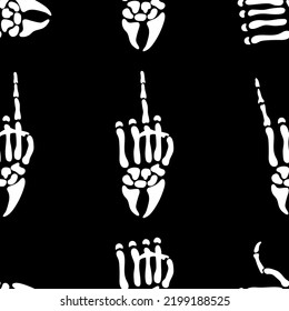 Skeleton Hand Rock, Seamless Pattern, Vector Illustration