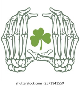 Skeleton Hand Saint Patrick's  St.Patrick’s Day Funny Saying T-Shirt Design