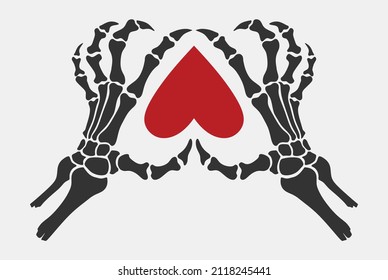 	
Skeleton hand showing heart shape.