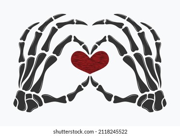 	
Skeleton hand showing heart shape.