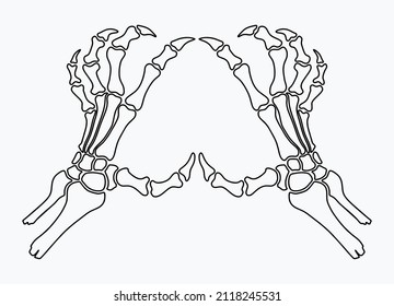 	
Skeleton hand showing heart shape 