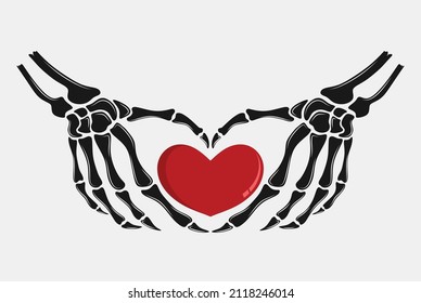 Skeleton hand showing heart shape.