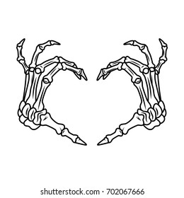 Skeleton hand showing heart shape. Vector illustration.