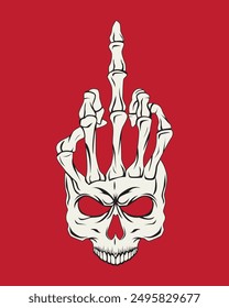 Skeleton Hand Showing Middle Finger Vector