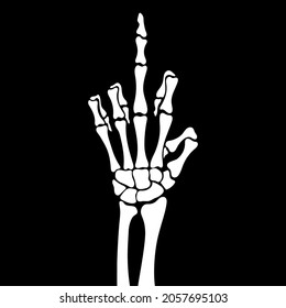 Skeleton Hand Shows Middle Finger, Vector Illustration