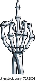 Skeleton Hand Shows Middle Finger