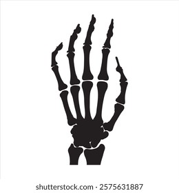 Skeleton Hand silhouette on white background
