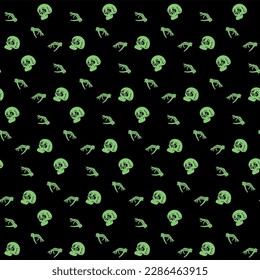 Skeleton hand and skull seamless pattern