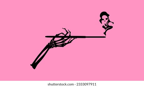 Skeleton Hand Smoking, silhouette, The face of death in smoke