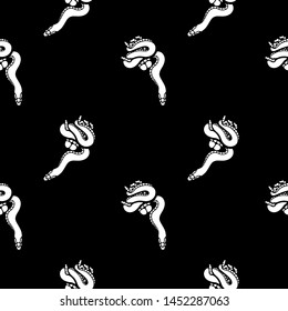 Skeleton hand and snake seamless pattern