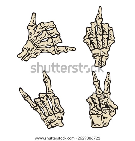 Skeleton hand vector art, Hand drawn style. isolated on white background