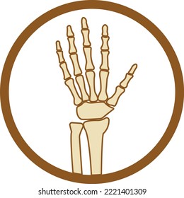Skeleton hand. Vector icon, symbol, logo, emblem.