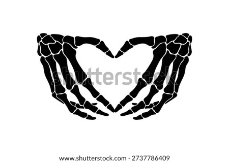  Skeleton Hands Forming Heart Shape Illustration, Gothic Love Symbol