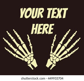 Skeleton hands horror flat banner illustration