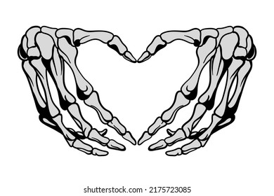 Skeleton hands howing heart