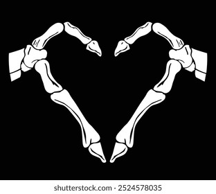 Skeleton Hands Shaping a Heart Black And White Vector