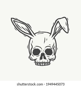 The skeleton with hare ears. Can be used as a sketch of a tattoo.