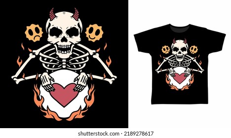 Skeleton hate love tshirt design concepts
