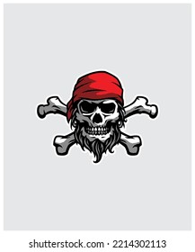 SKELETON HEAD SKULL PIRATE TATTOO