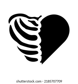 Skeleton Heart Love Style Streetwear Design Black And White Commercial Use