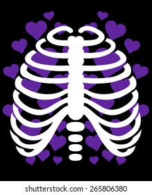 skeleton and hearts