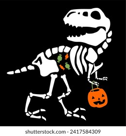 skeleton helloween tyrannosaurus vector illustration design