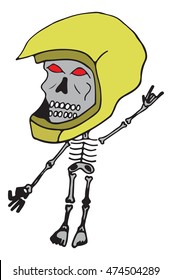 skeleton with helmet vector illustration