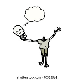 skeleton holding own head cartoon