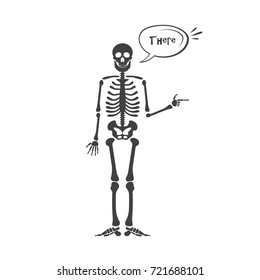 Skeleton human anatomy. Vector halloween black skeleton isolated on white. Skeleton hand sign