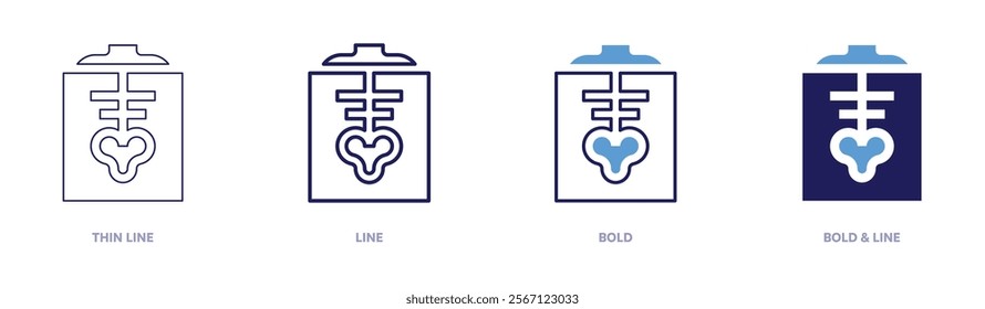 Skeleton icon in 4 different styles. Thin Line, Line, Bold, and Bold Line. Duotone style. Editable stroke.