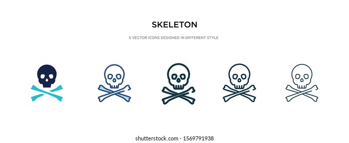 skeleton icon in different style vector illustration. two colored and black skeleton vector icons designed in filled, outline, line and stroke style can be used for web, mobile, ui