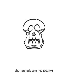Skeleton icon in doodle sketch lines. Skull Halloween accessories decoration