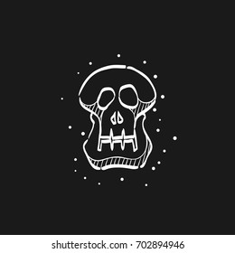 Skeleton icon in doodle sketch lines. Skull Halloween accessories decoration