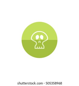 Skeleton icon in flat color circle style. Halloween decoration