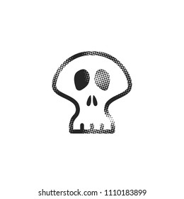 Skeleton icon in halftone style. Black and white monochrome vector illustration.